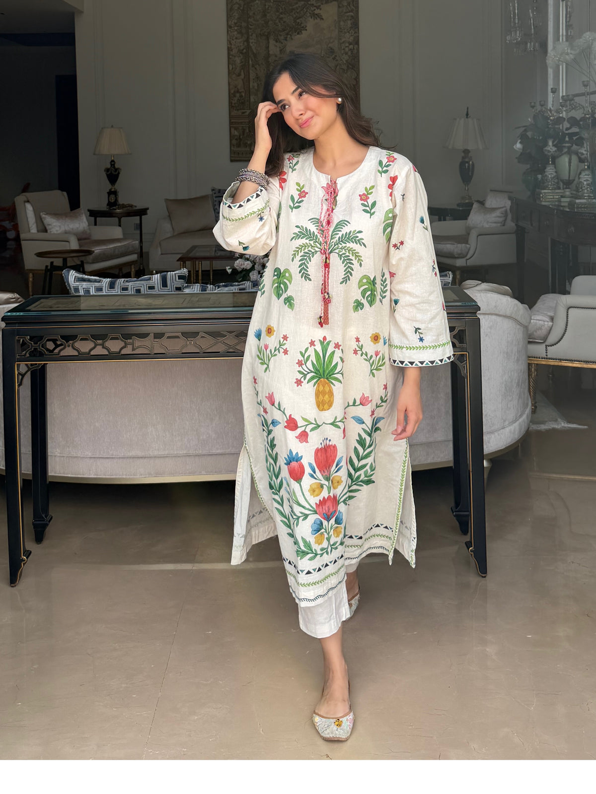 Evneet Kaur in Verbena Kurta Set