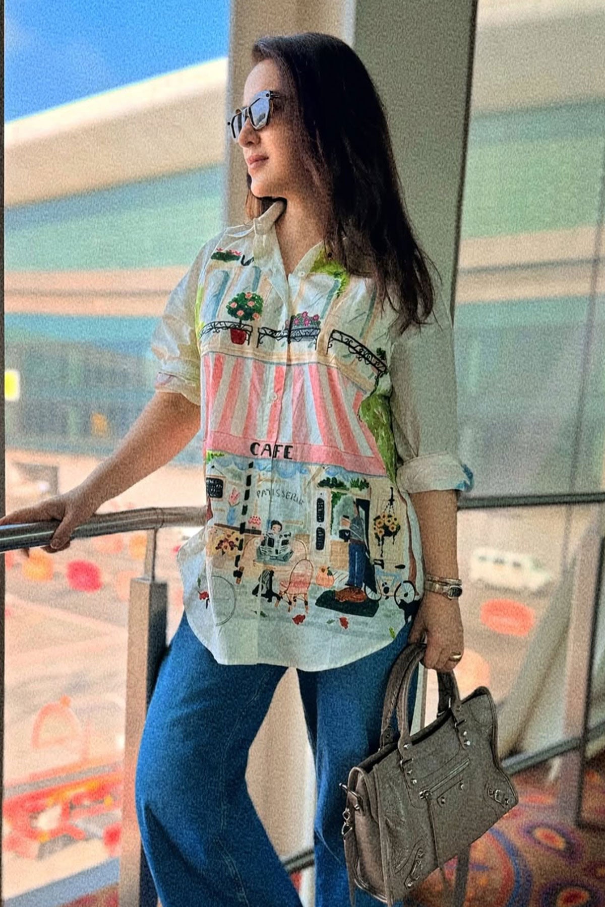 Tisca Chopra  in Espresso Run Oversized Shirt